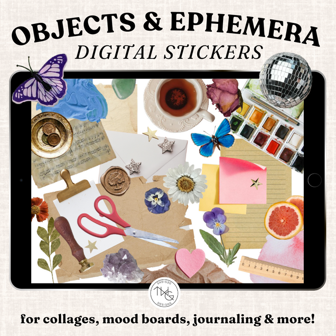 Objects & Ephemera Digital Sticker Collage Kit