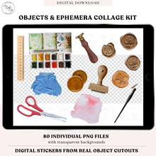 Load image into Gallery viewer, Objects &amp; Ephemera Digital Sticker Collage Kit