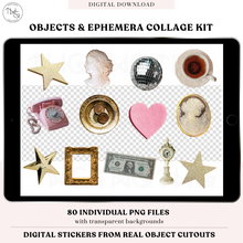 Load image into Gallery viewer, Objects &amp; Ephemera Digital Sticker Collage Kit