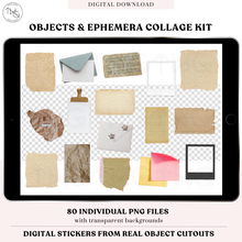 Load image into Gallery viewer, Objects &amp; Ephemera Digital Sticker Collage Kit