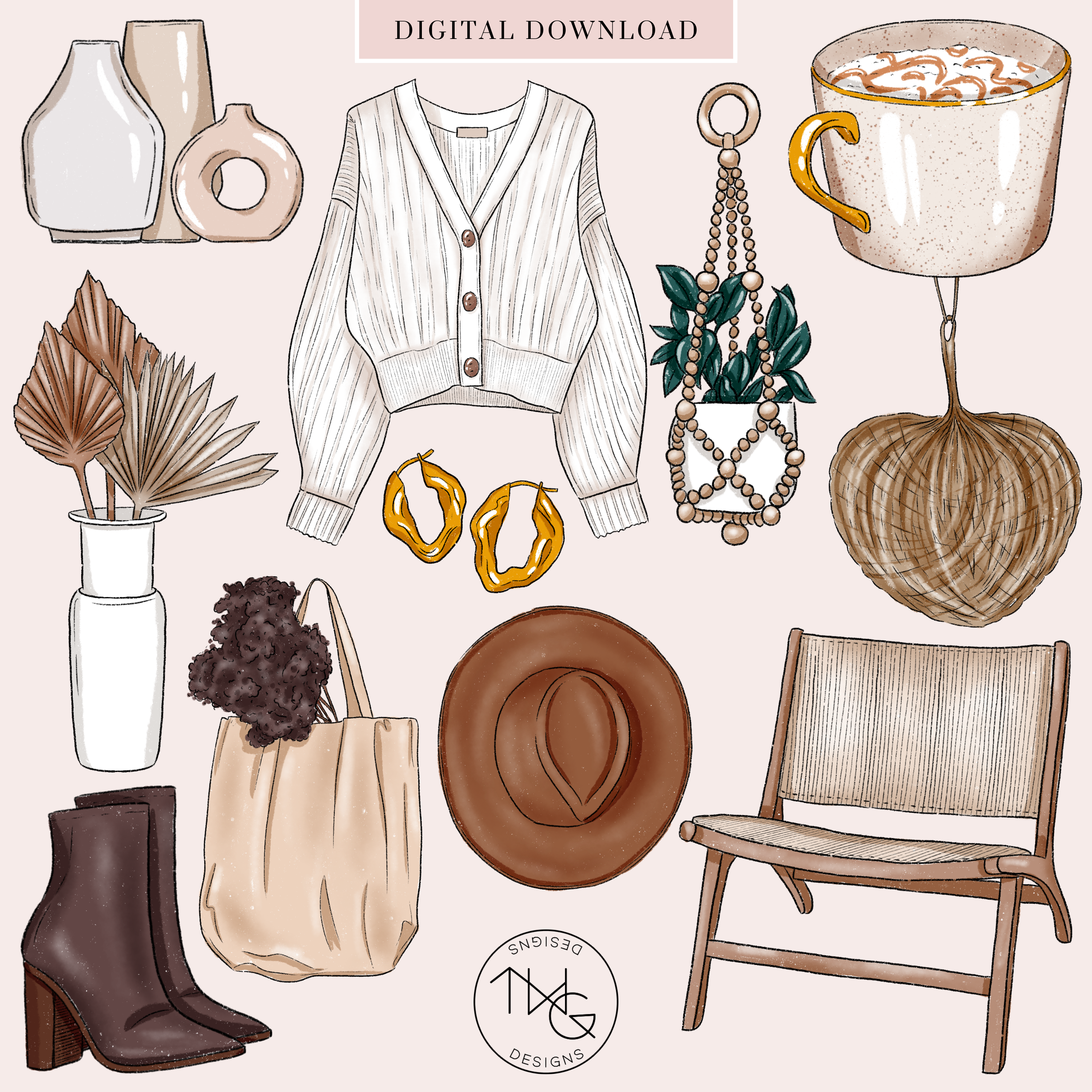 Beige Boutique Clipart Collection – TWG Designs