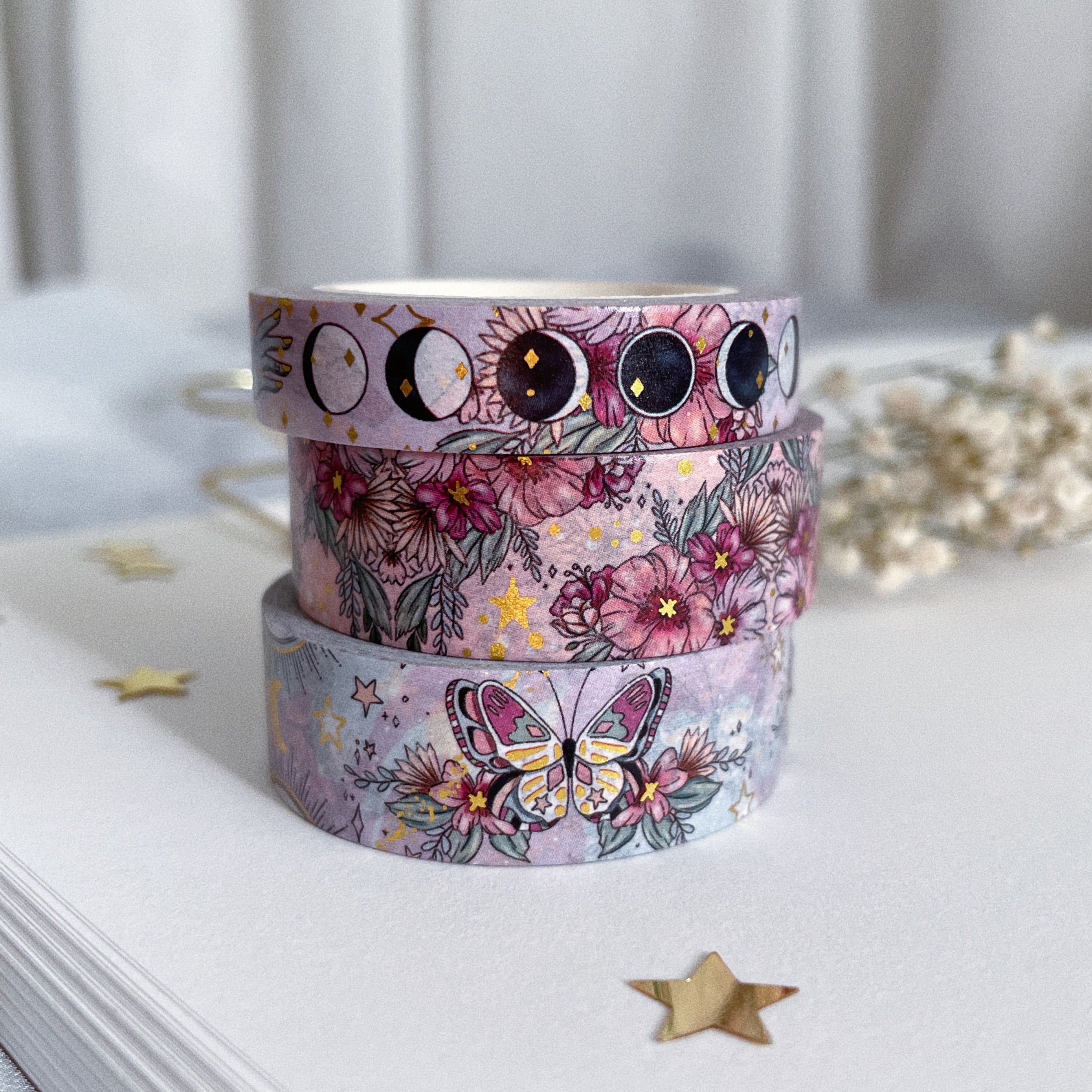 moon bun washi tape [rose gold foil]